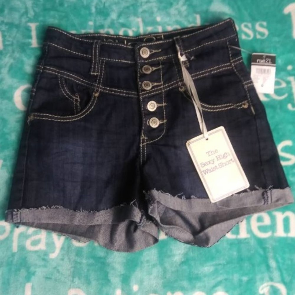 NWT - Rue21 High Waist Button Fly Shorts - Size 0